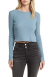 Madewell Crewneck Crop Waffle Knit T-shirt In Tranquil Lake
