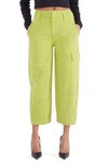 Etica Juni High Waist Crop Relaxed Cargo Pants In Dark Citron
