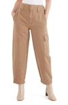 Etica Juni High Waist Crop Relaxed Cargo Pants In Petrified Oak