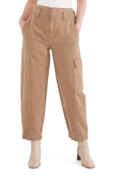 Etica Juni High Waist Crop Relaxed Cargo Pants In Brown