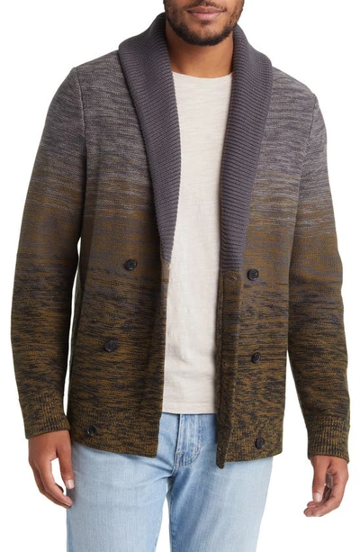 Billy Reid Gradient Double Breasted Cardigan In Olive/ Charcoal