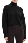 Theory Crop Cashmere Turtleneck Sweater In Black