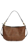 Clare V Moyen Messenger Bag In Black/ Natural Woven Checker