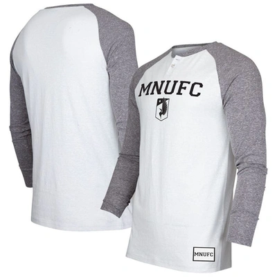 Concepts Sport White/charcoal Minnesota United Fc Concord Henley Raglan Long Sleeve T-shirt