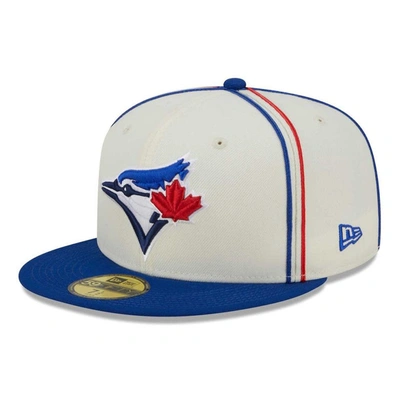 New Era Men's  Cream, Royal Toronto Blue Jays Chrome Sutash 59fifty Fitted Hat In Cream,royal