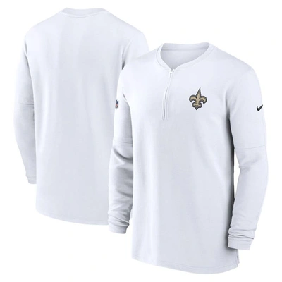 Nike White New Orleans Saints 2023 Sideline Performance Long Sleeve Quarter-zip Top