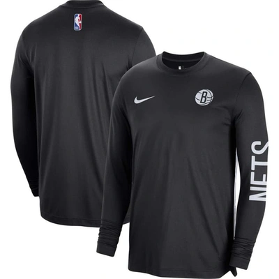 Nike Men's And Women's  Black Brooklyn Nets 2023/24â Authentic Pregame Long Sleeve Shooting Shirt