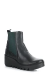 Fly London Fly Long Bagu Wedge Chelsea Boot In Black/ Teal