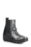 Fly London Fly Long Bagu Wedge Chelsea Boot In Silver/ Black