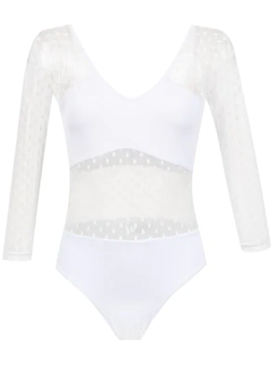 Brigitte Long Sleeved Tulle Body In White