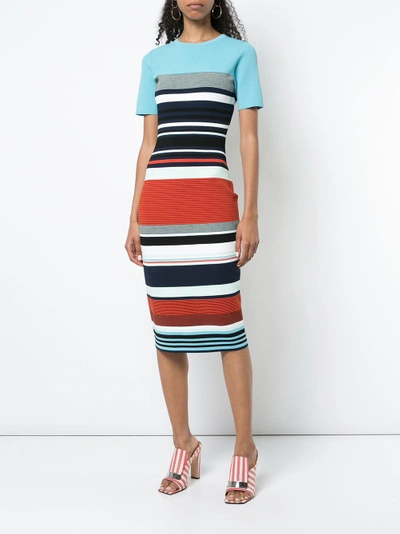 Diane Von Furstenberg Dvf  Striped Dress - Blue