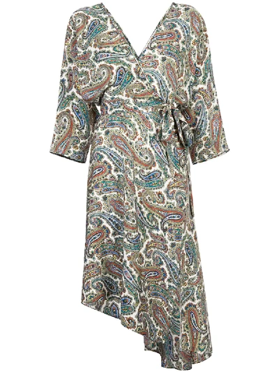 Diane Von Furstenberg Asymmetric Printed Silk Dress In Multicolour