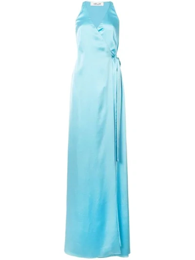 Diane Von Furstenberg Wrap Front Gown In Blue