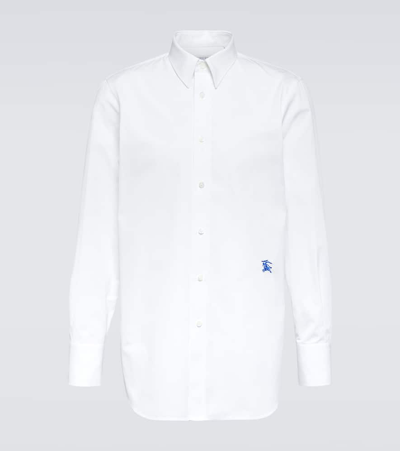 Burberry Equestrian Knight Cotton Shirt In White