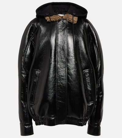 The Mannei Batumi Oversized Leather Jacket In Dark Brown