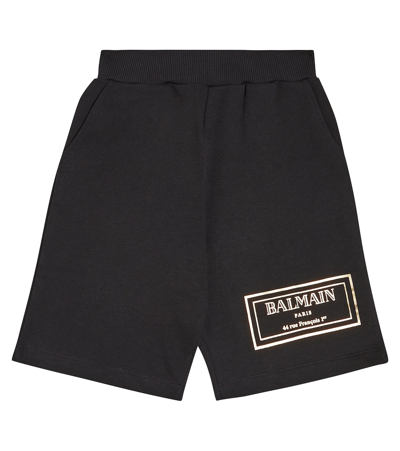 Balmain Kids' Logo Cotton Jersey Shorts In Black