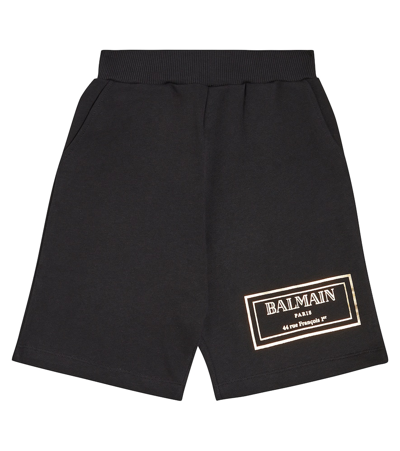 BALMAIN LOGO COTTON JERSEY SHORTS 