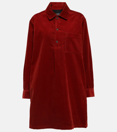 A.p.c. Cotton-blend Corduroy Minidress In Red