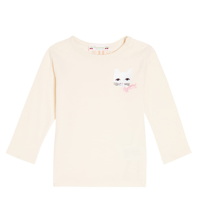 Bonpoint Baby Tahsina Embroidered Jersey Top In Beige