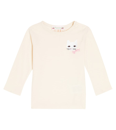 Bonpoint Babies' Tahsina刺绣针织上衣 In Beige