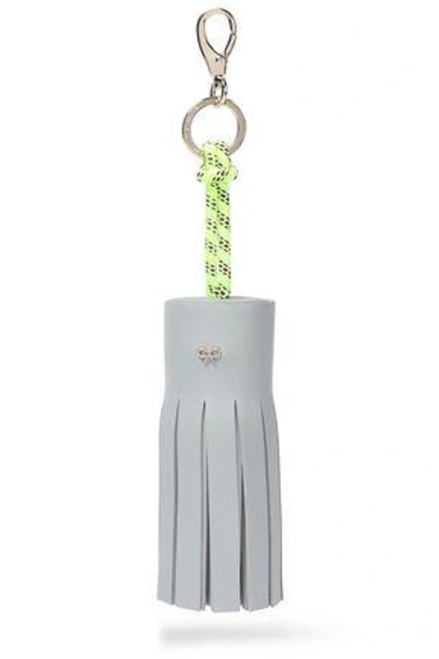 Anya Hindmarch Woman Tasseled Leather And Rope Keychain Sky Blue