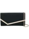 Jimmy Choo Emmie Fine Glitter Leather Clutch Bag In Black Glitter