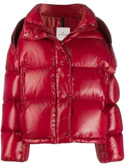 Moncler Genius Chouette Puffer Jacket W/ Contrast Shoulders In Red