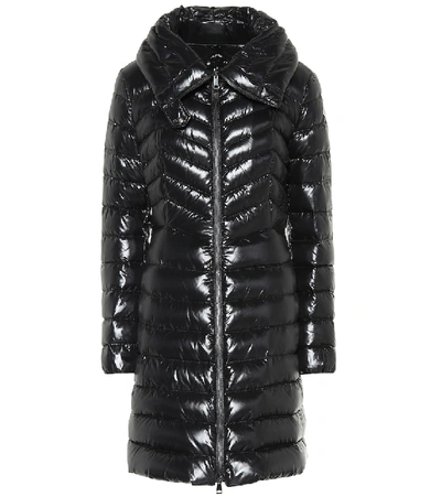 Moncler Faucon Lacquered Down Coat In Black