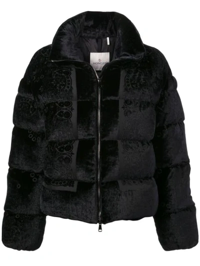Moncler Labbe Velvet Puffer Coat In Black