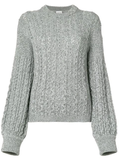 Moncler Cable-knit Alpaca Tricot Pullover Sweater In Silver