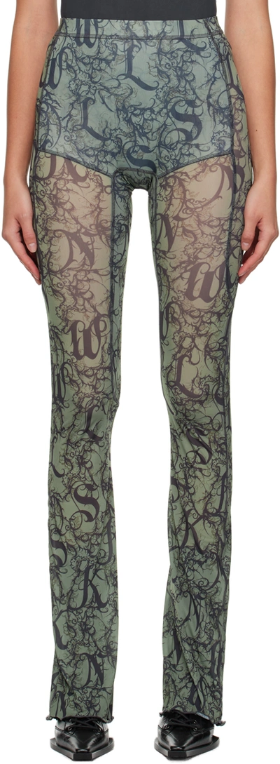 Knwls Womens Gothic Lace Halcyon Flared Mid-rise Stretch-woven Leggings In Green