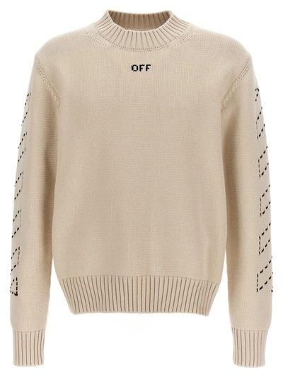 Off-white Stitch Arrow Diags Sweater In Beige