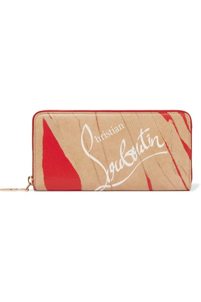 Christian Louboutin Panettone Kraft Printed Leather Continental Wallet In Neutral