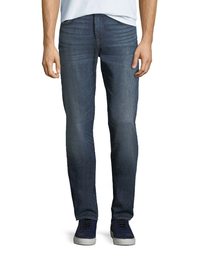 7 For All Mankind Men's Straight-leg Airweft Denim Jeans In Medium Blue