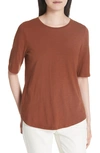 Eileen Fisher Crewneck Tee In Nutmeg