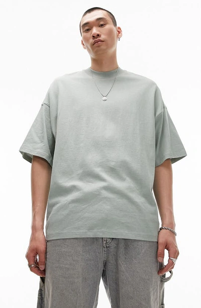 Topman Extreme Oversize Cotton T-shirt In Dark Green