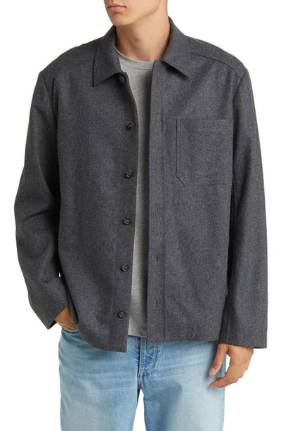 Apc Jasper Wool Blend Flannel Overshirt In Plc Heathered Anthracite