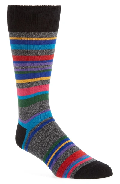 Paul Smith Men's Aster Striped Cotton-blend Socks In Black
