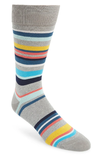 Paul Smith Men's Aster Striped Cotton-blend Socks In Grey
