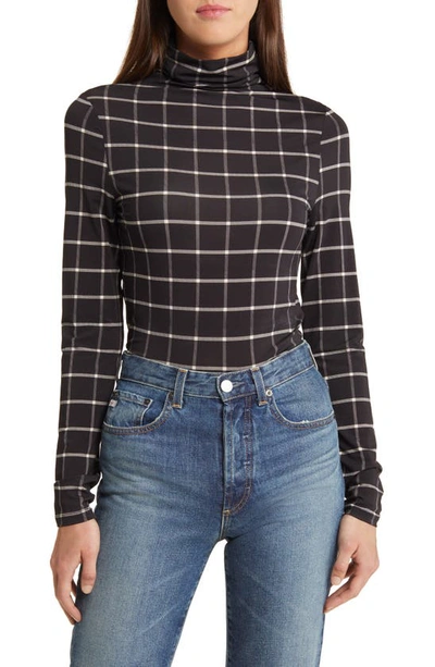 Nordstrom Signature Print Turtleneck Top In Black- Ivory Check Out