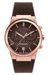 Ferragamo Men's Rose-goldtone Stainless Steel & Silicone Chronograph Watch/41mm In Ip Rose Gold/brown