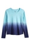 Zella Girl Kids' Garment Dye Long Sleeve Studio T-shirt In Navy Evening
