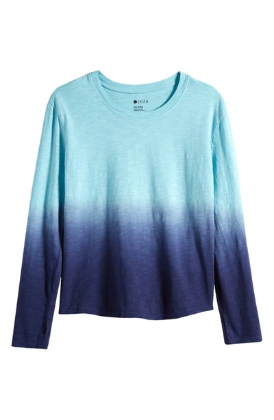 Zella Girl Kids' Garment Dye Long Sleeve Studio T-shirt In Navy Evening