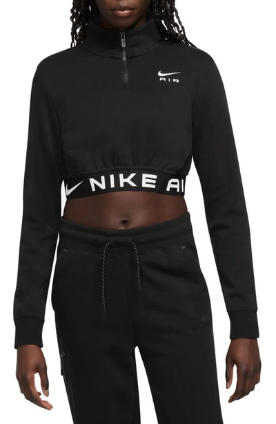 Nike Sportswear Air Fleece Crop Top In Black/ White
