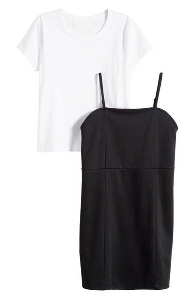 Nordstrom Kids' Cotton T-shirt & Dress Set In Black- White