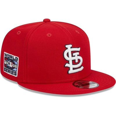 New Era Red St. Louis Cardinals 2006 World Series Side Patch 9fifty Snapback Hat In White/red