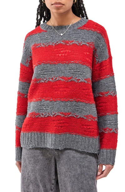 Bdg Urban Outfitters Stripe Distressed Sweater In Charcoal