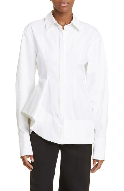 Jason Wu Collection Asymmetric Ruffle Button-up Shirt In White