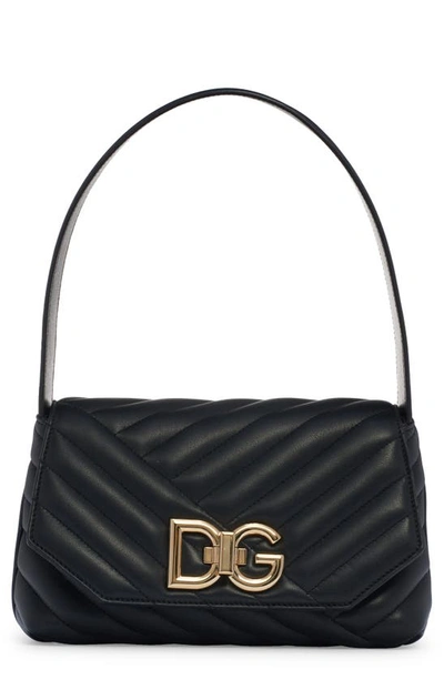 Dolce & Gabbana Lop Dg Logo Quilted Leather Shoulder Bag In Black