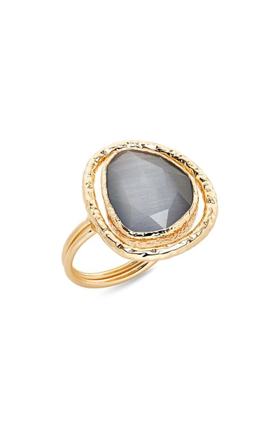Nordstrom Floating Cat's Eye Cocktail Ring In Grey- Gold